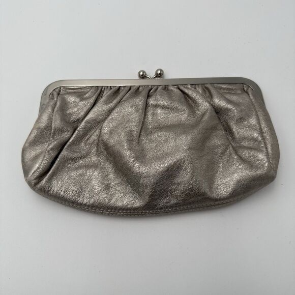 Express Silver Leather Clutch Sparkle Bag Evening Clasp Pouch - Picture 1 of 8